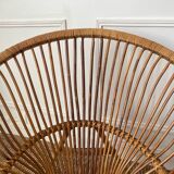 Pair of rattan ball-shaped armchairs from the 50s/60s
