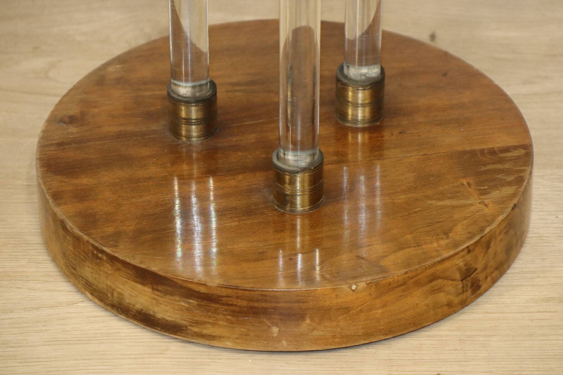 Art Deco side table in wood, brass and glass