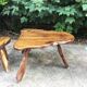 Brutalistic solid wood table and stools