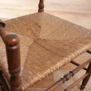 Rare antique Dutch oak armchair with rush seat