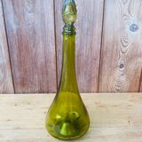 Duo of Italian decanter in green glass.