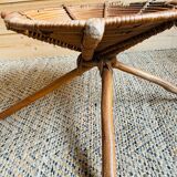 Rattan and wood stool