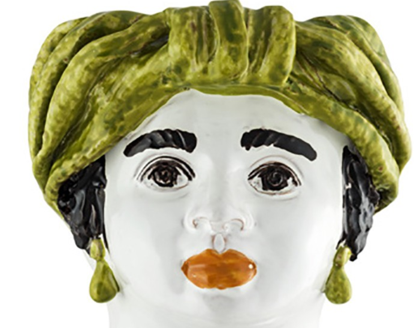 Medium-green woman head vase