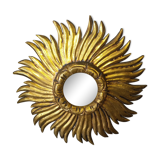 Golden wood sun mirror circa 1960