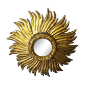 Golden wood sun mirror circa 1960
