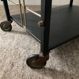 Vintage teak and metal bar trolley