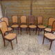 Set of 8 Louis XVI style convertible chairs, canned, racket backrest