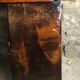 Console era restoration in mahogany veneer with St. Anne marble top.