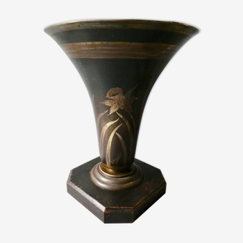 Art Deco cornet lamp, signed A Ducobu, narcissus