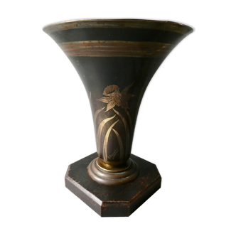 Lampe cornet Art Deco, signée A Ducobu, narcisses