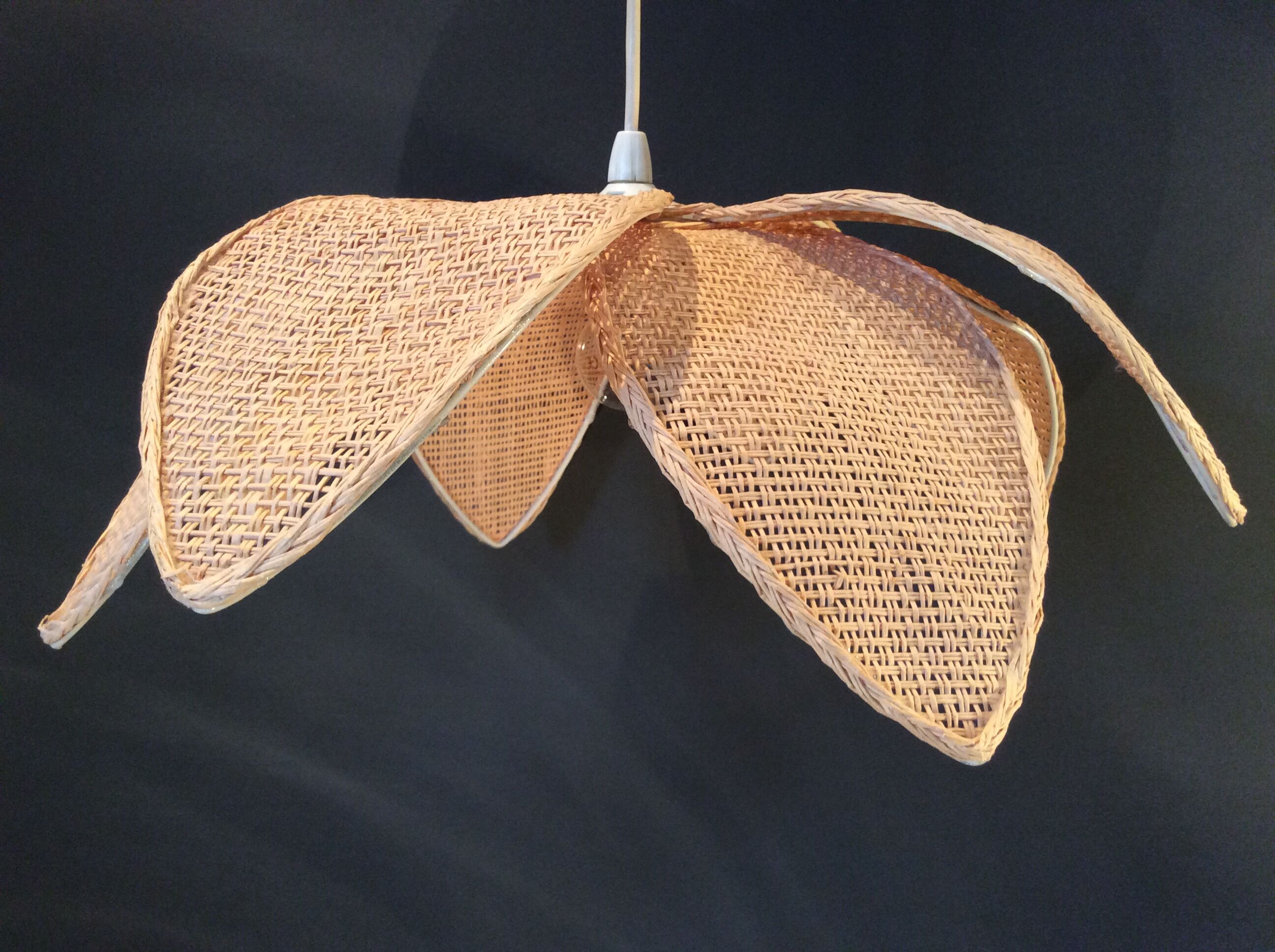 70s/80s braided straw hanging lamp