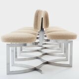 Paul Legeard set de 12 chaises en inox et laine bouclée 1970