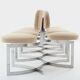 Paul Legeard set of 12 stainless steel and curly wool chairs 1970