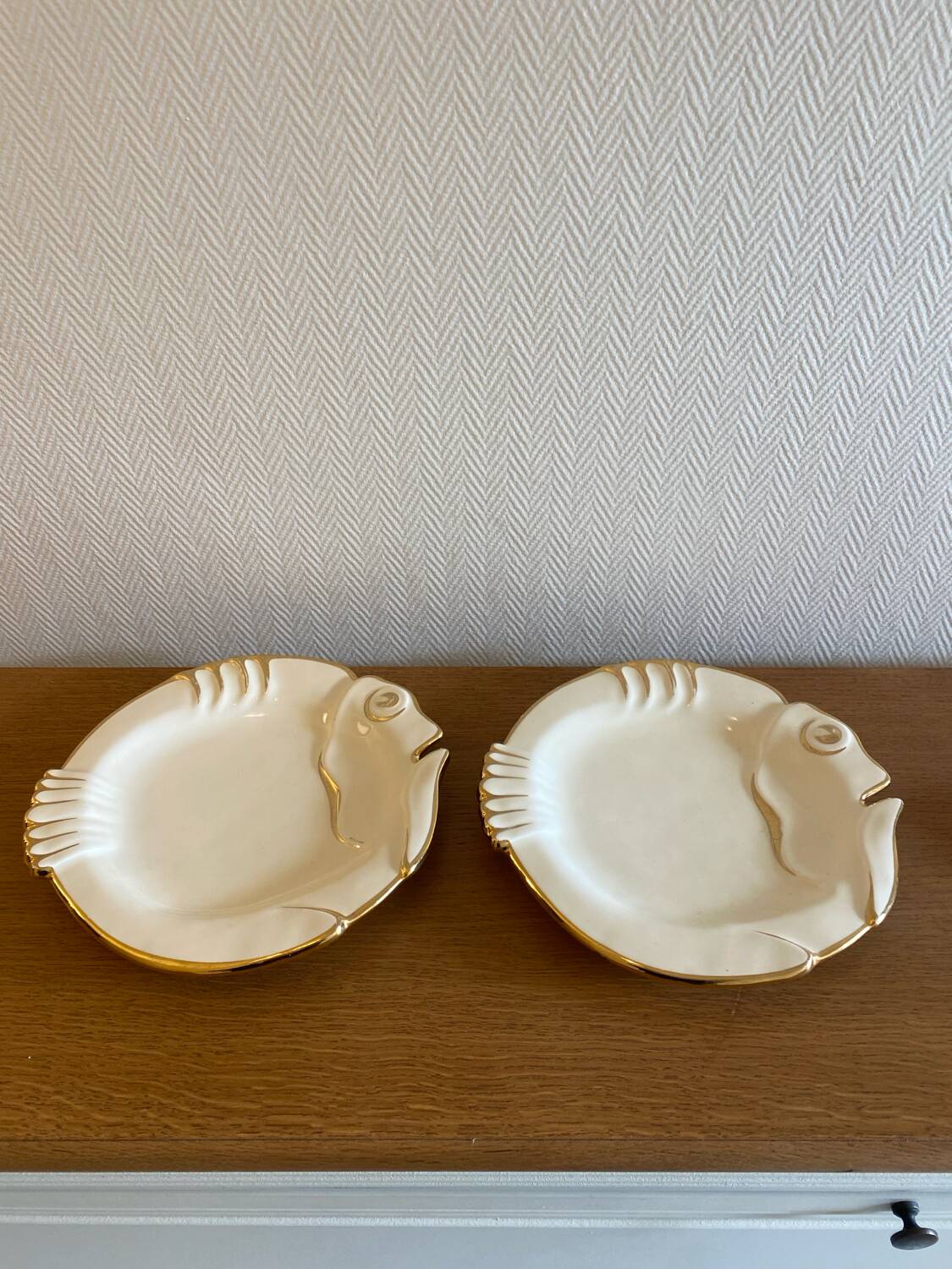 Antique Madgalithe fish set made in France