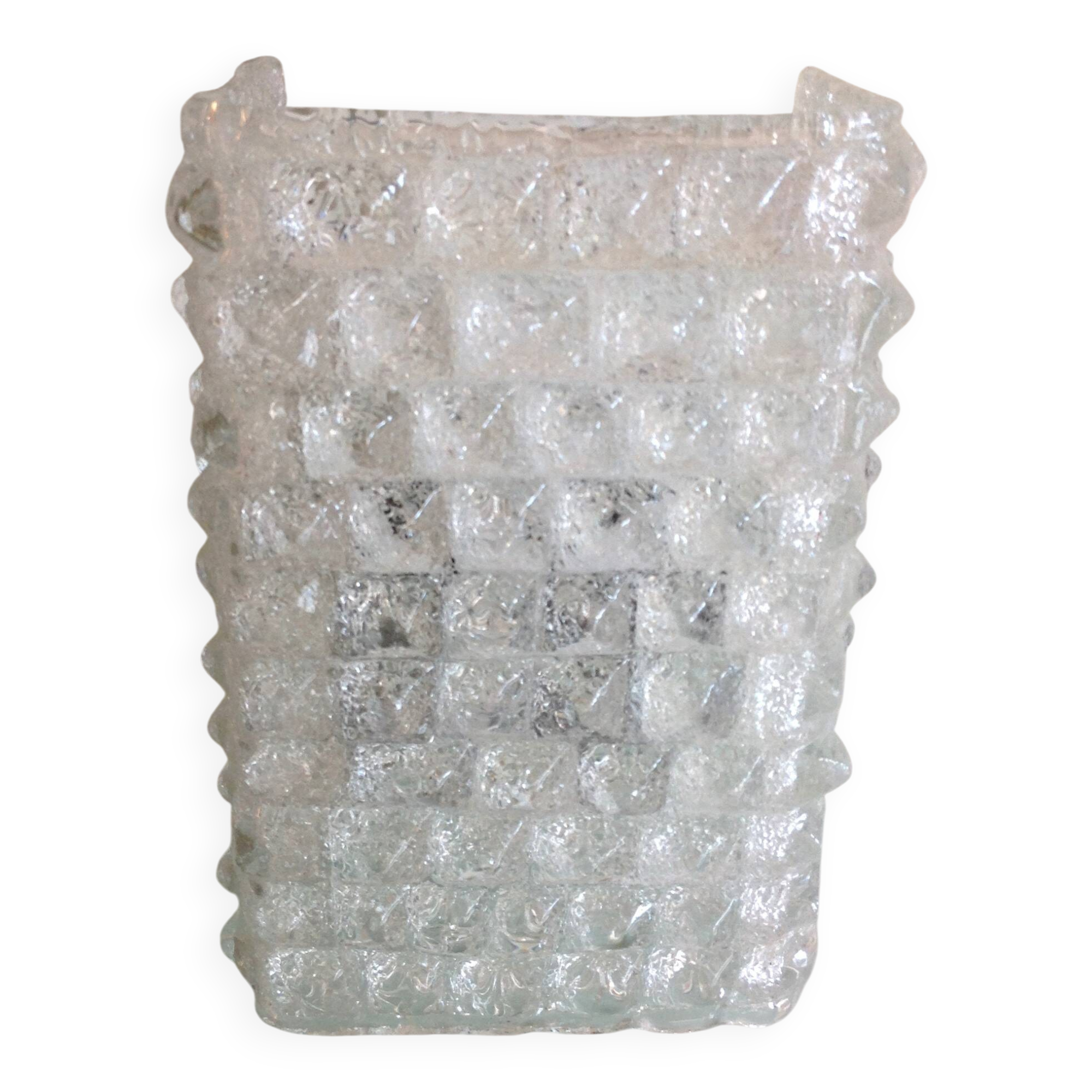 Wall lamp in ice glass and diamond tips / vintage 60s-70s