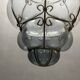 Wrought Iron Blue Murano Glass Light Pendant 1960’s
