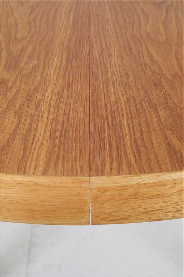 Table à manger ronde restaurée par Villy Schou Andersen / chêne / design danois moderne des années 1960 / 1970