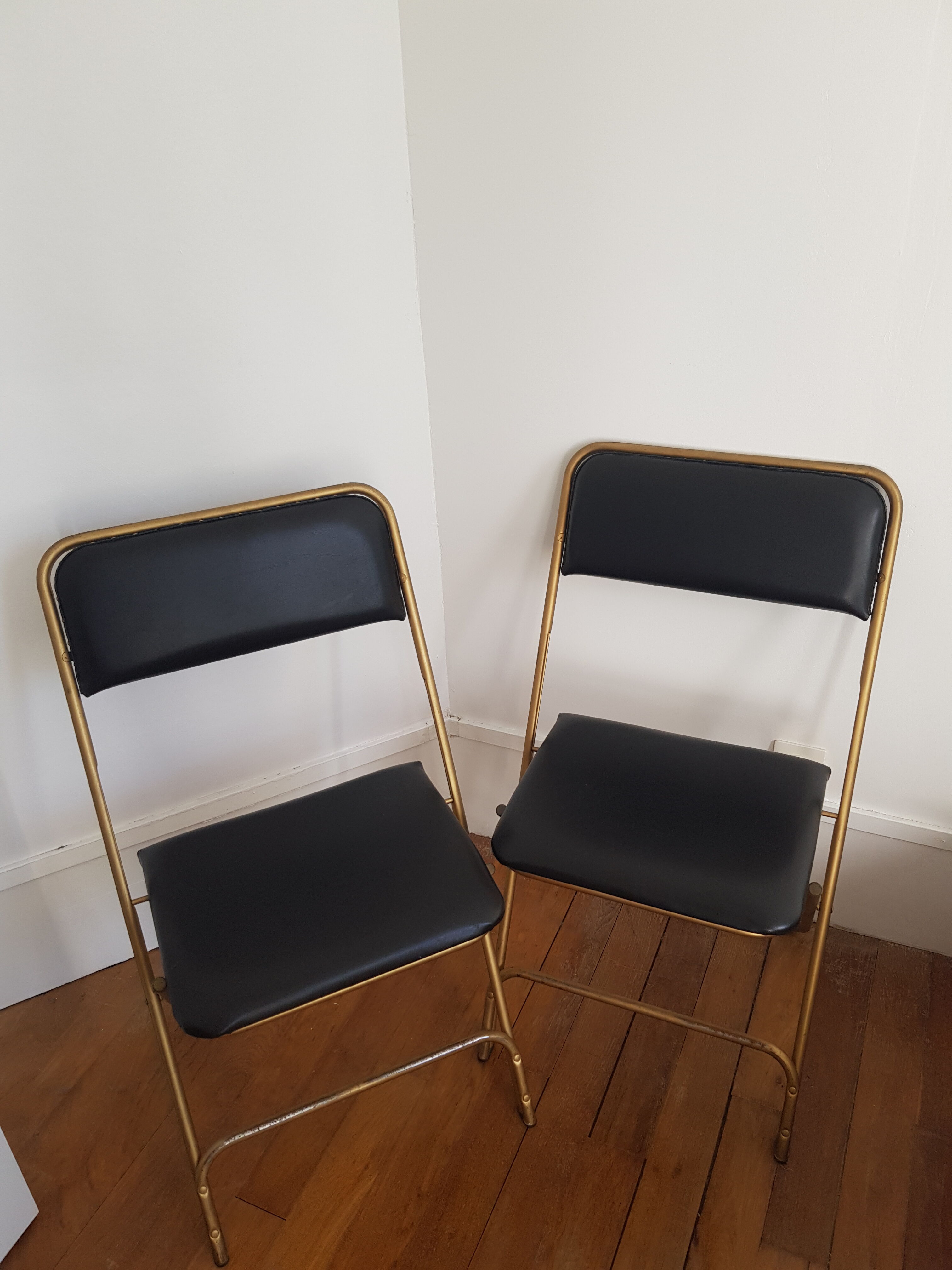 Set of 2 folding chairs in skai and metal