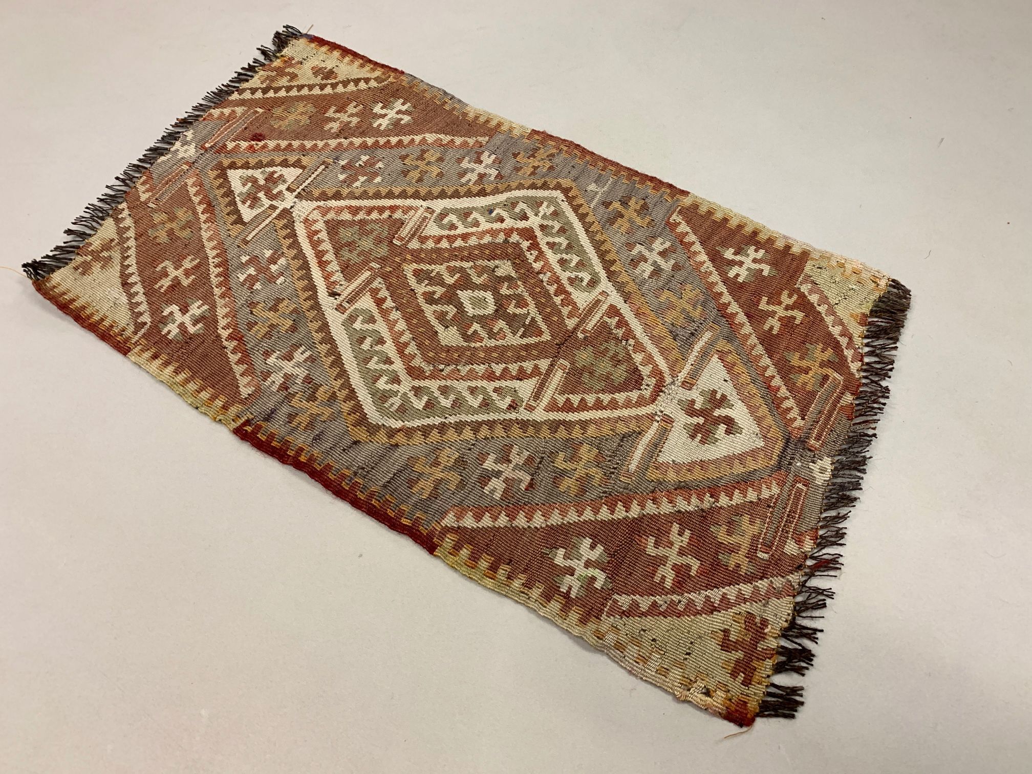 Vintage turkish kilim 78x48 cm shabby wool