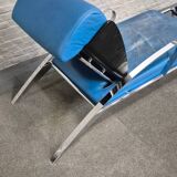 Blue leather lounge chair futuro 3 by massimo iosa ghini for moroso - italy 1980's