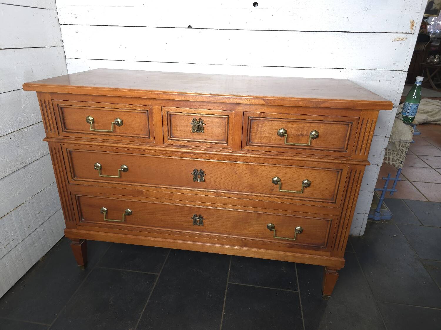 Louis XVI style cherry wood chest of drawers