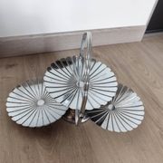 Vintage chrome-plated metal display stand for appetizers and petits fours