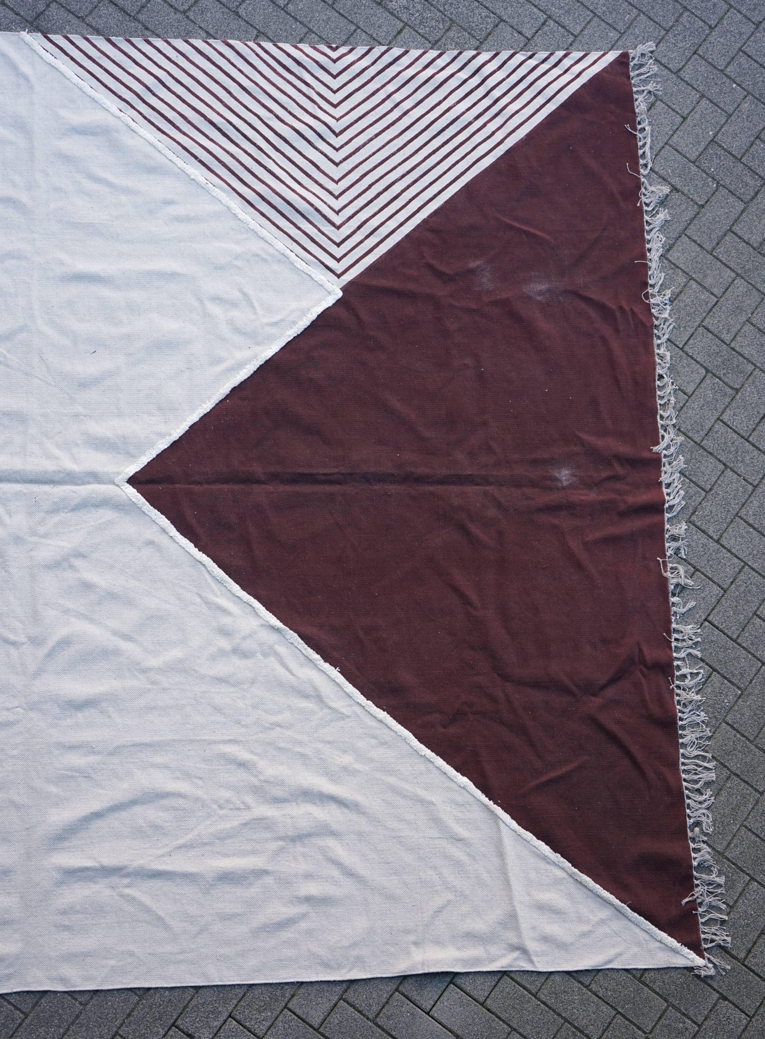 Grand sofa throw Kelim with geometric pattern, 1970s