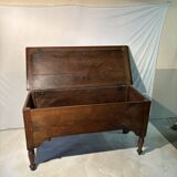 Large antique oak chest with turned legs