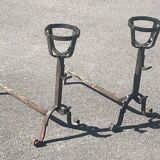 Paire de chenets anciens landier en fer forgé