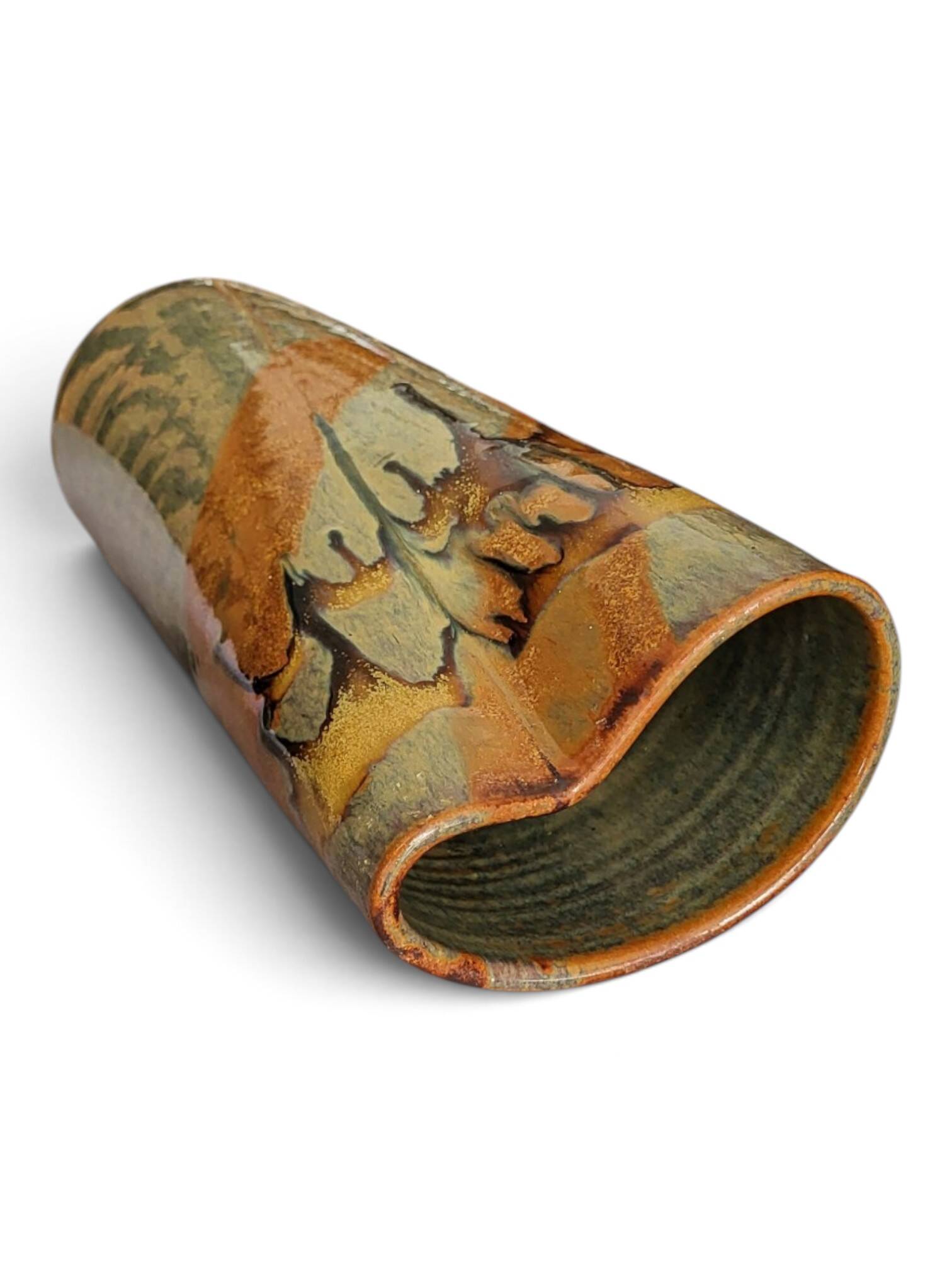 Roll vase in stoneware from Puisaye — Jean Cacheleux