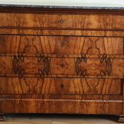 Louis Philippe walnut commode from the 19th century + grey Saint-Anne marble