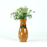 Brown ceramic vase, folk art, Czechoslovakia 1950s