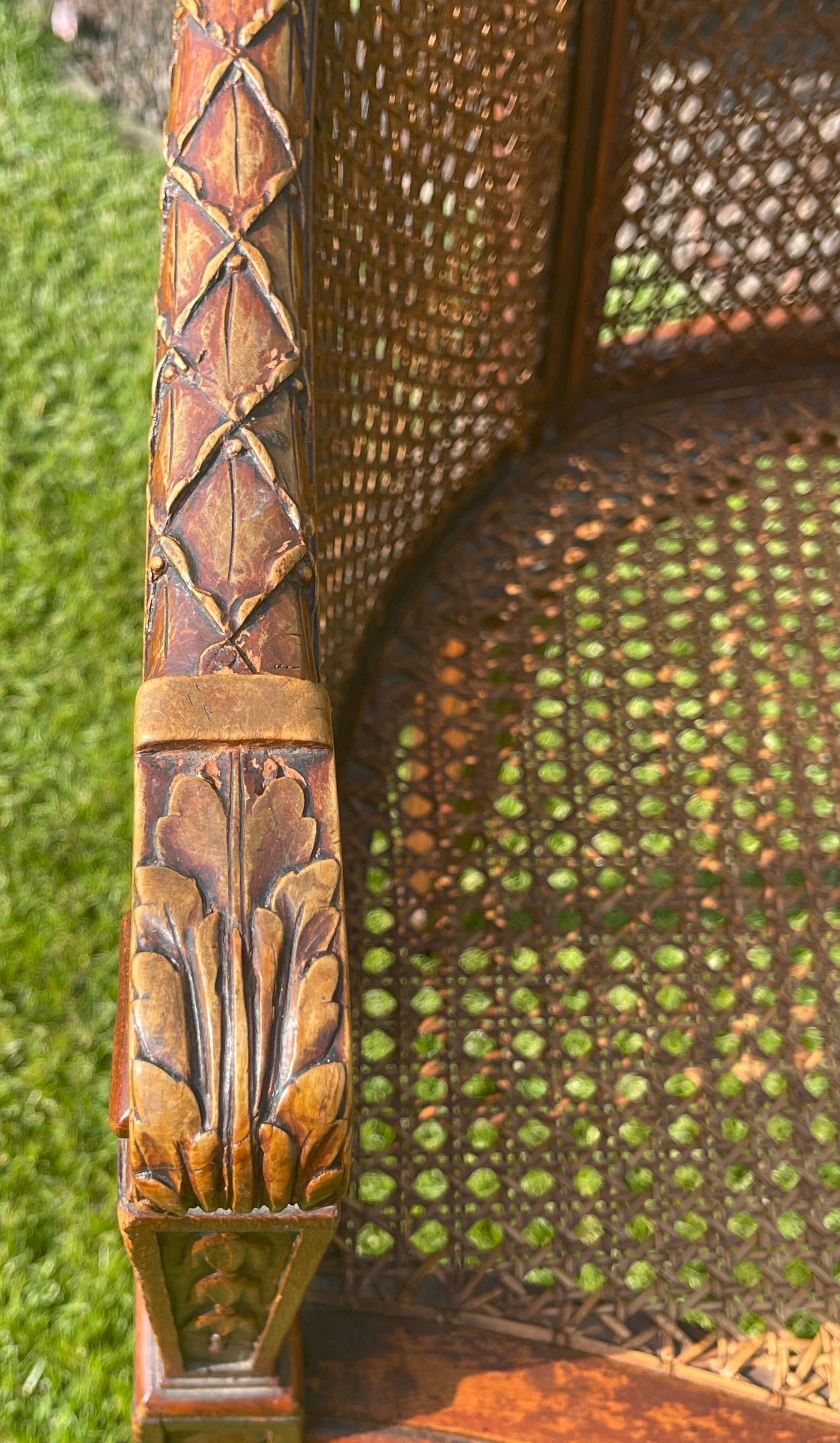 Armchair in Fruit Wood and Cannage Style Louis XVI