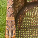 Fauteuil en bois fruitier et cannage style Louis XVl