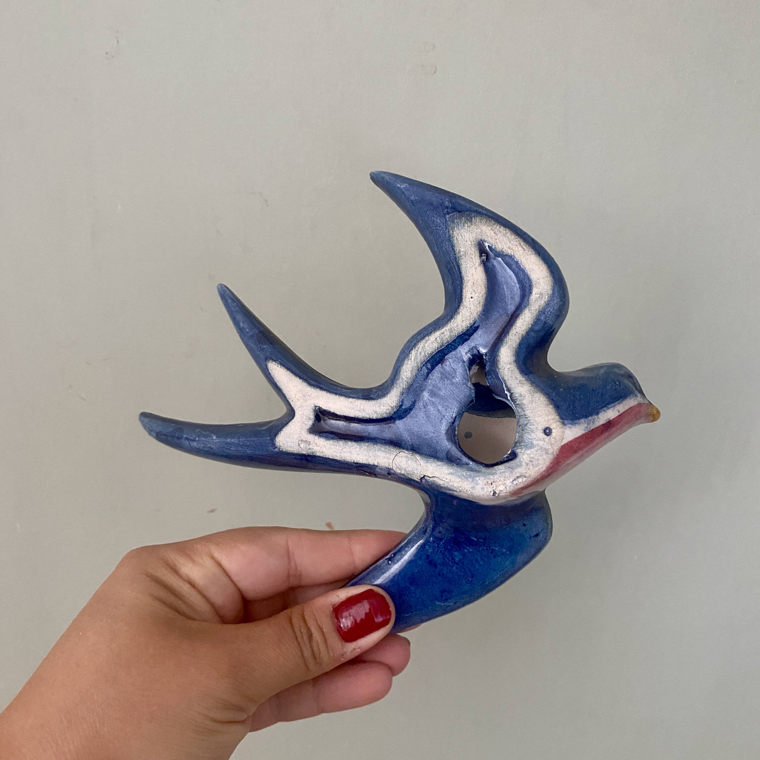 Set of 2 Vintage Ceramic Wall Swallows