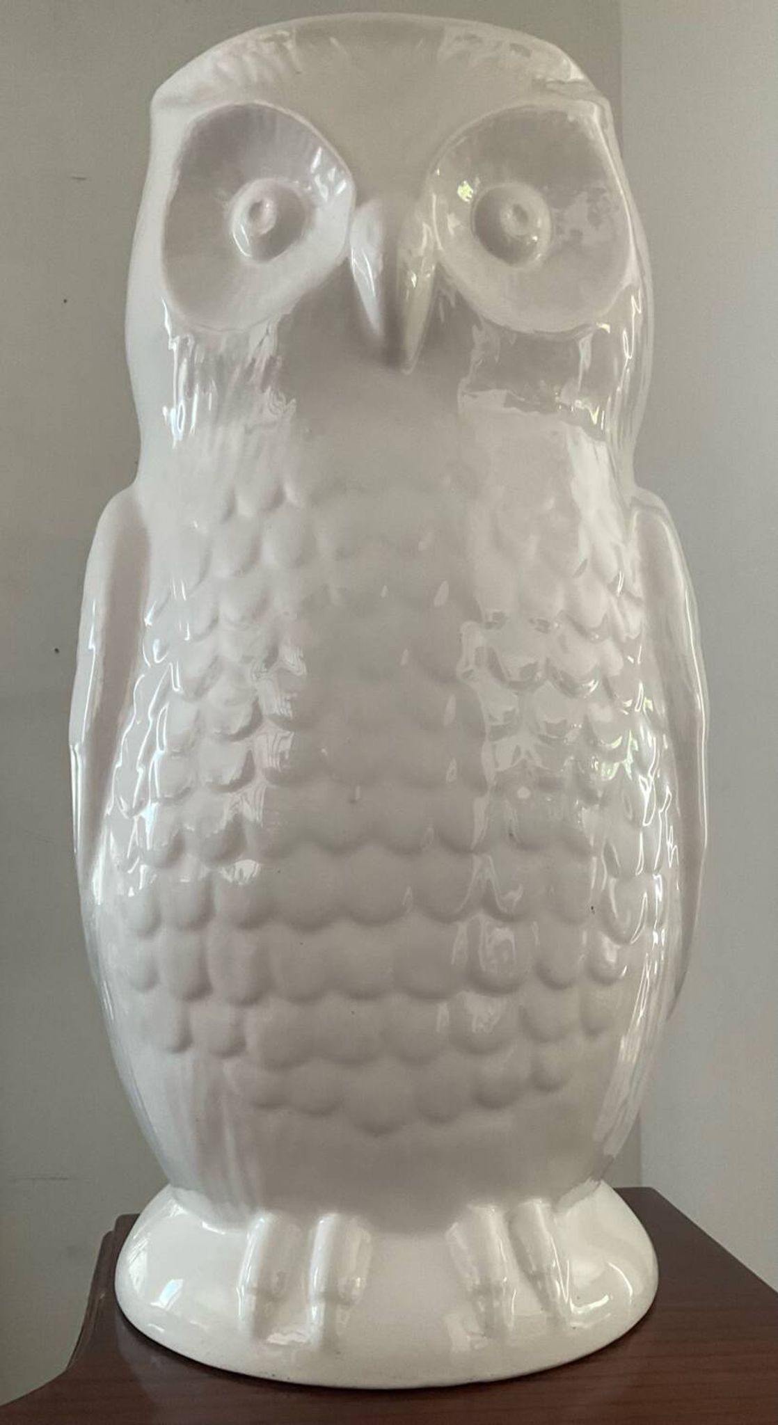 Vintage glazed ceramic owl umbrella stand