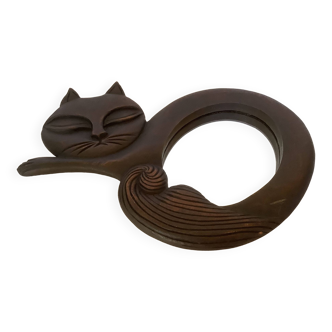 Wooden cat mirror