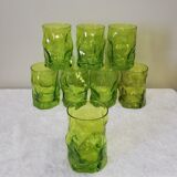 8 green Bormioli Rocco vintage glasses