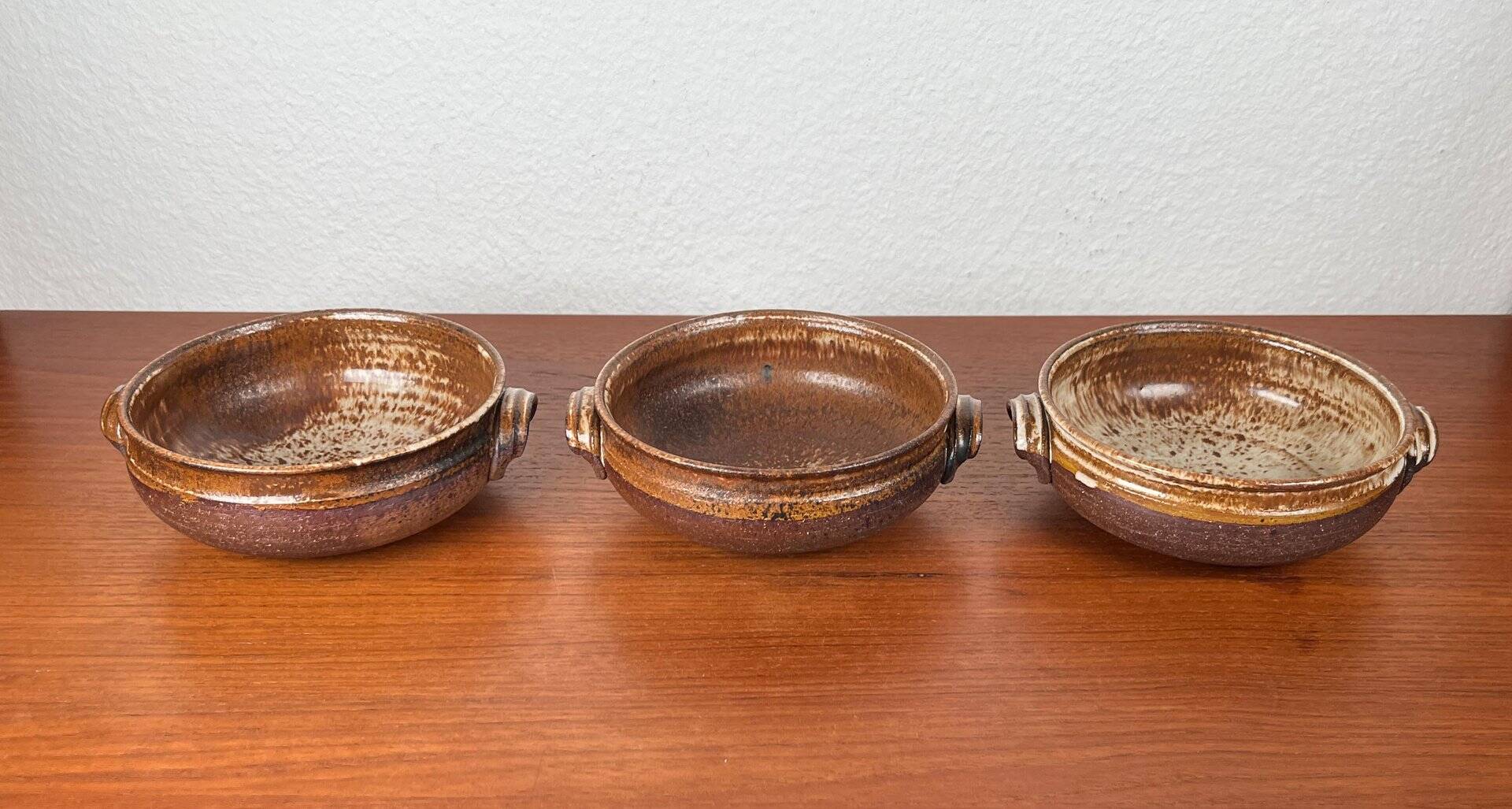 Vintage ceramic bowls from the Danish studio Aase & Leif Vange Keramik, set of 3.