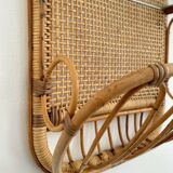 Mid-century bamboo and glass shelf with magazine stand, circa 1960, italy