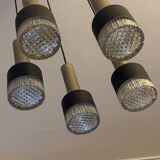 Vintage cascading chandelier from the 60s-70s in black metal and brass