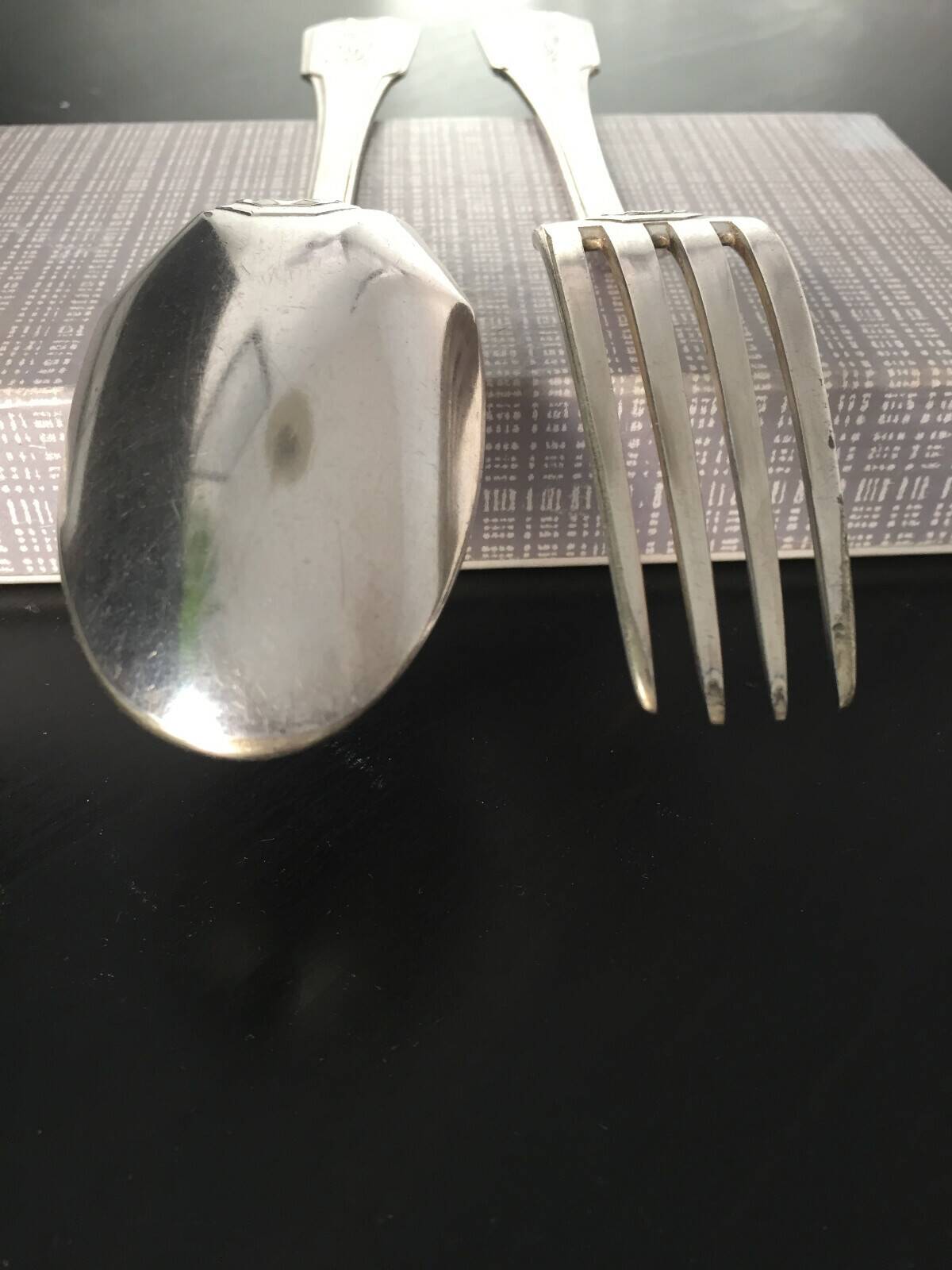 Boulenger cutlery with YR or RY monograms, silver-plated metal