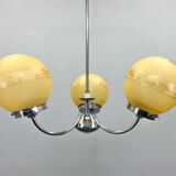 Lustre en chrome et verre dépoli des années 1950