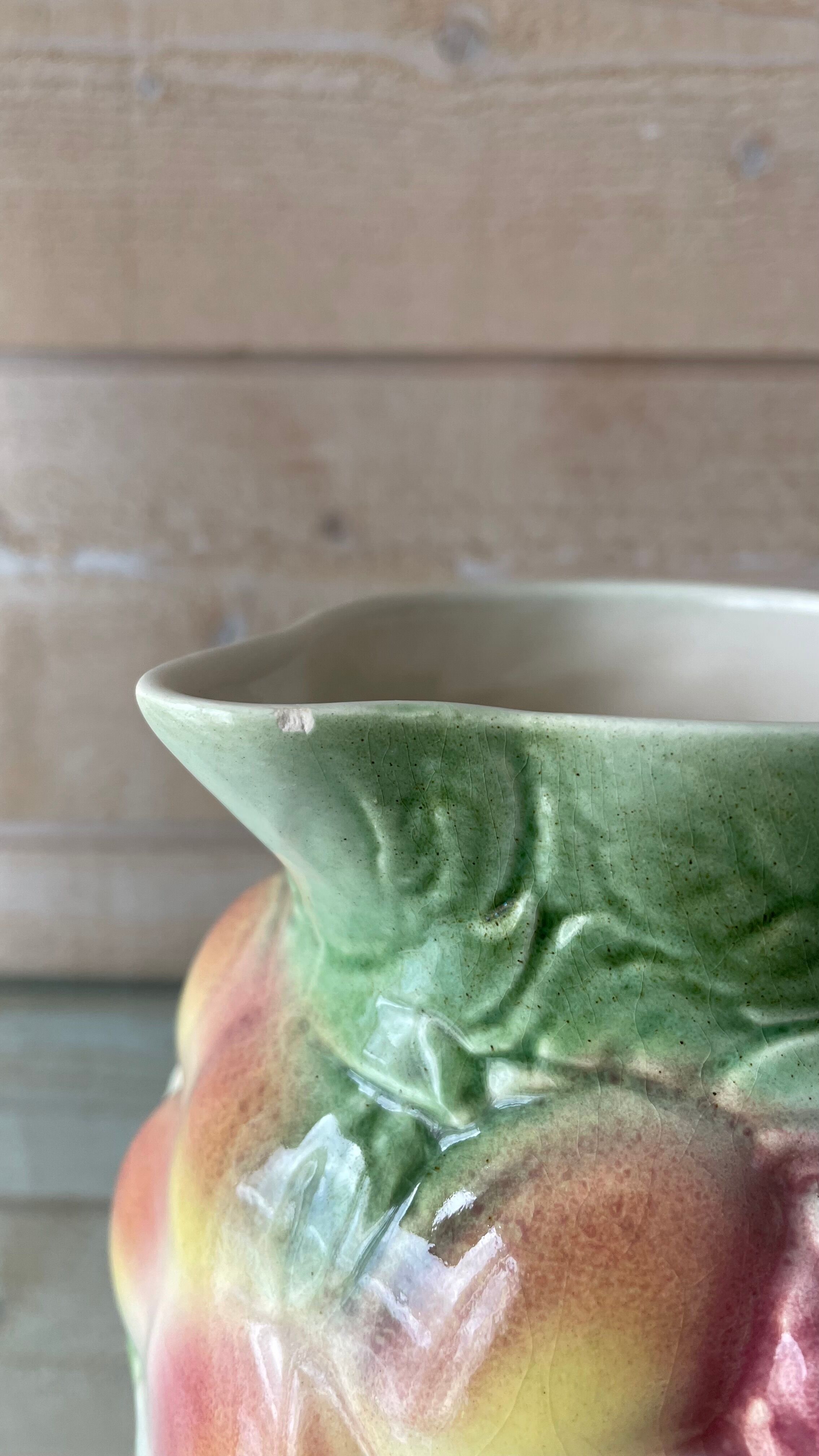 Vintage fruit slip pitcher