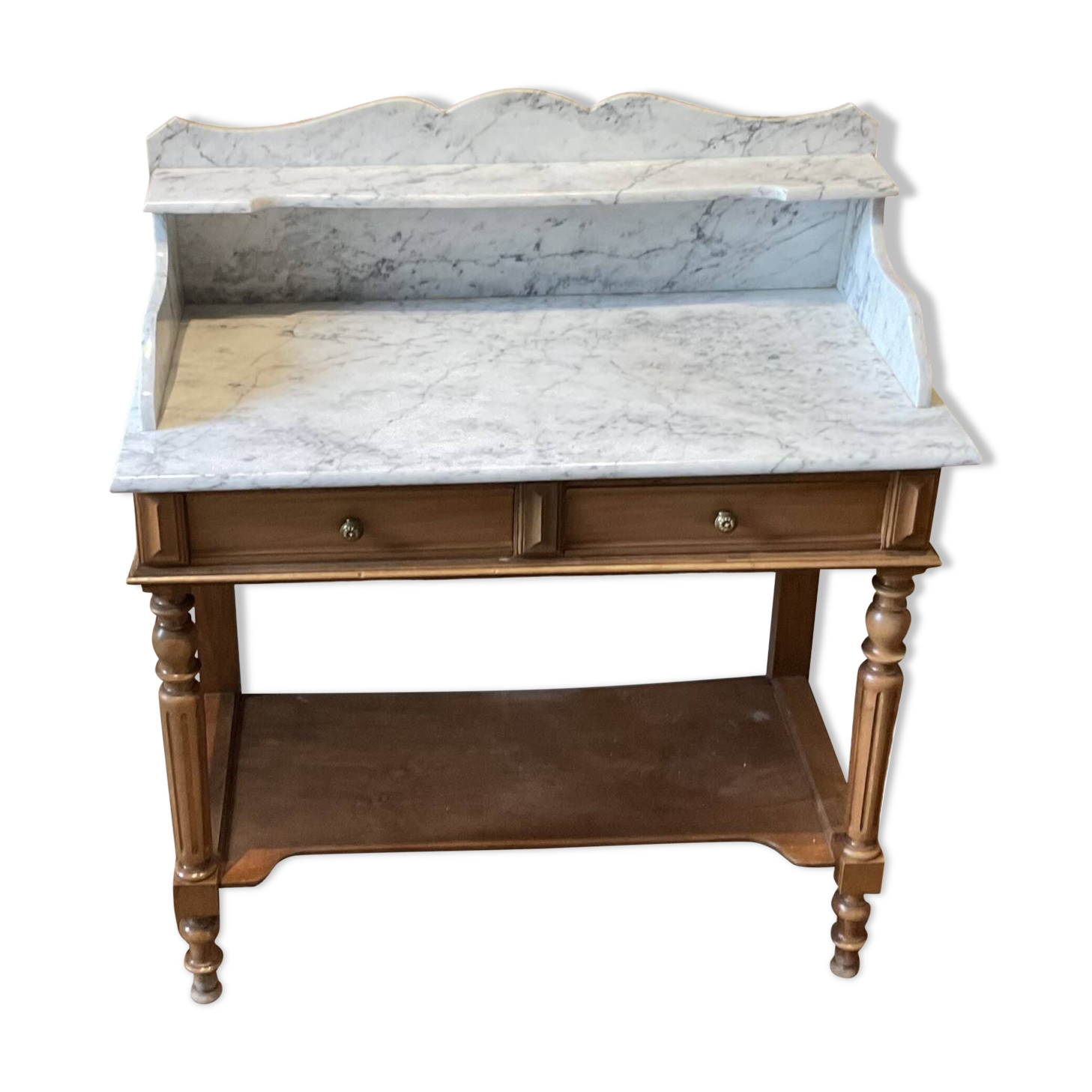 Louis Philip style marble top dressing table or dressing table with walnut base
