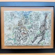 Wolfgang Felber – Figurative Drawing, Ink, Double Glass Frame