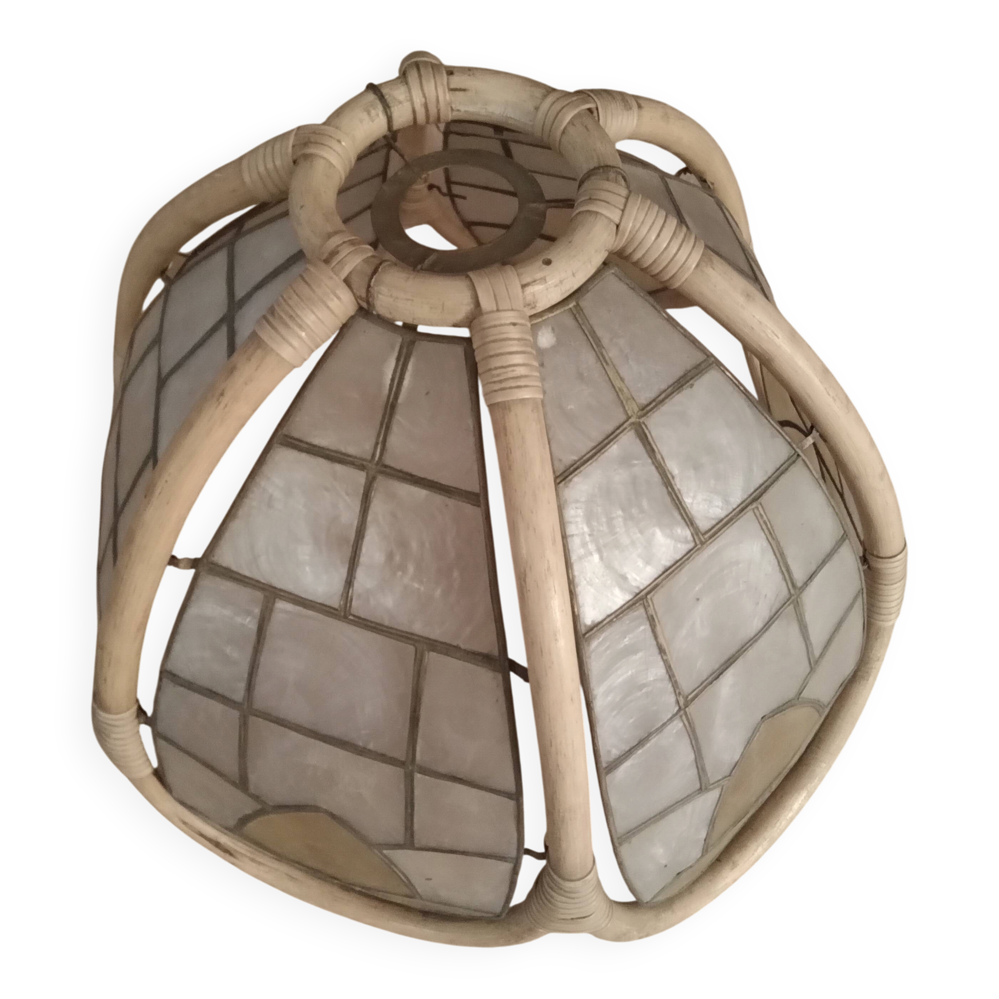 Vintage bamboo and mother-of-pearl lampshade