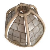 Vintage bamboo and mother-of-pearl lampshade