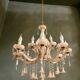 Vintage Italian Pink Opaline Murano Glass Chandelier