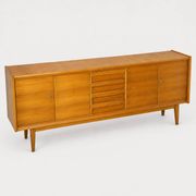 Mid-century modern architectural sideboard in premium Okoumé